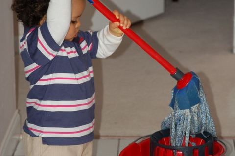 Mop, bucket and cleaning tools